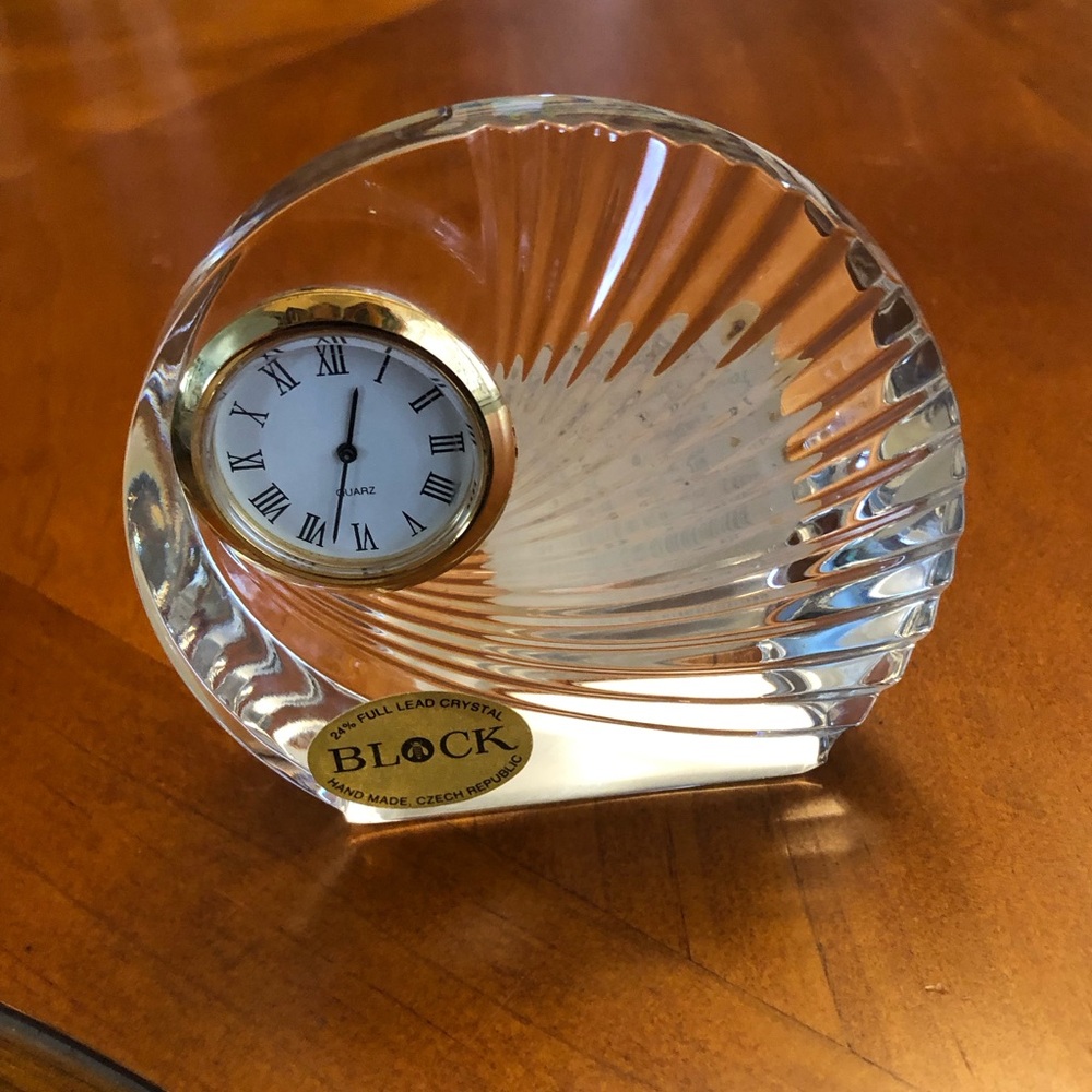Handmade Gold-Trim Quartz Solid Crystal Clock